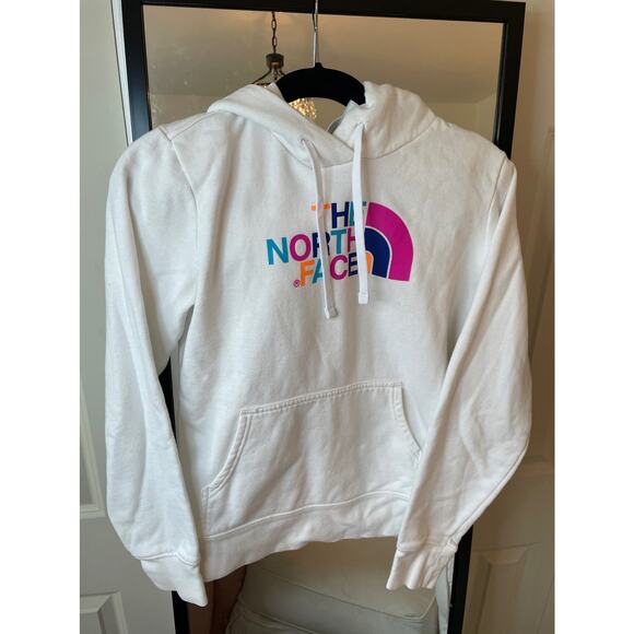 THE NORTH FACE White Bright Logo Hoodie Size Small - Picture 1 of 5